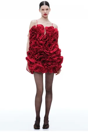 H&M Satynowa sukienka z falbanami