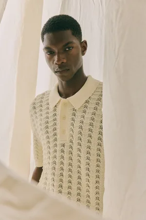H&M Top polo z ażurowej dzianiny Regular Fit