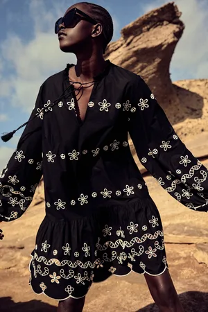 H&M Sukienka tunikowa z haftem angielskim
