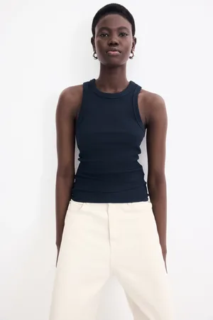 H&M Prążkowany top bez rękawów