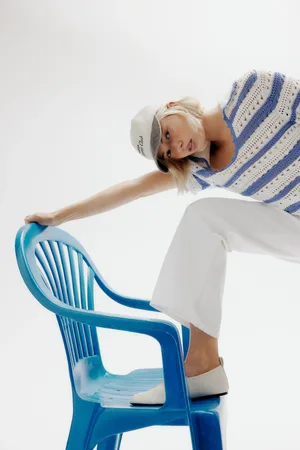 H&M Top z ażurowej dzianiny z kołnierzykiem