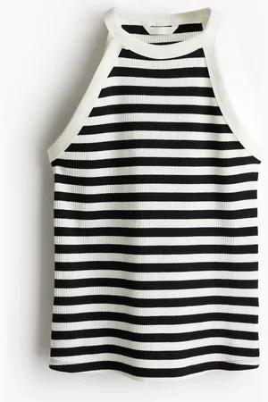 H&M Prążkowany top bez rękawów
