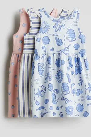 H&M Bawełniana sukienka z nadrukiem 3-pak