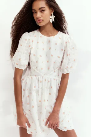 H&M Haftowana sukienka z odkrytymi plecami