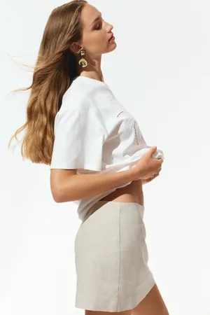 H&M Mini spódnico-szorty z domieszką lnu
