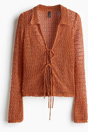 H&M Wiązany top z ażurowej dzianiny