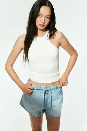 H&M Dżinsowe szorty paper bag High Rise