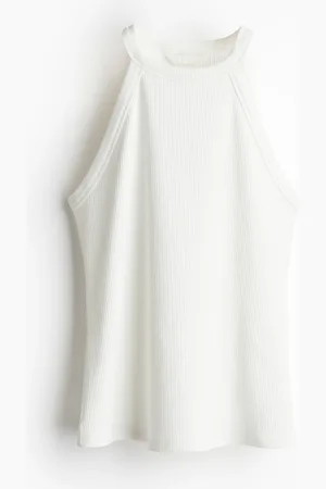 H&M Prążkowany top bez rękawów