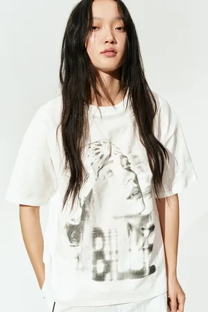 H&M T-shirt oversize z nadrukiem
