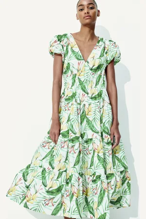 H&M Falbaniasta sukienka z popeliny