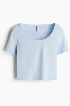 H&M Krótki T-shirt z głębokim dekoltem