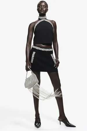 H&M Spódniczka mini z kamieniami strassu