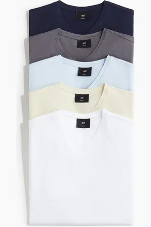 H&M T-shirt z dekoltem w serek Slim Fit 5-pak