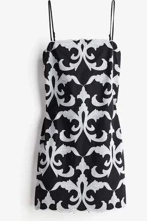 H&M Haftowana sukienka na ramiączkach