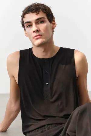 H&M Prążkowany top bez rękawów Slim Fit