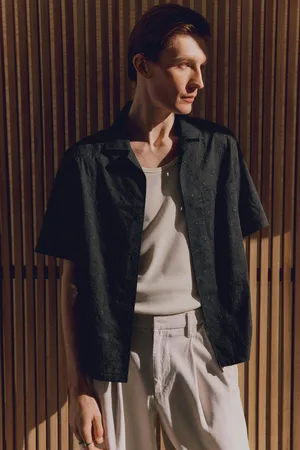H&M Koszula z otwartymi klapami i haftem Regular Fit