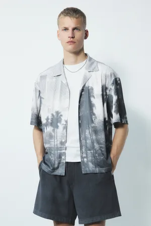 H&M Siateczkowa koszula z otwartymi klapami Loose Fit