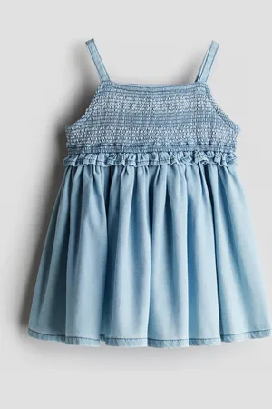 H&M Dżinsowa sukienka z elastycznym marszczeniem