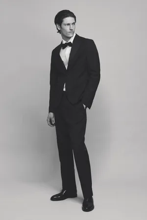 H&M Spodnie smokingowe z wełną Slim Fit