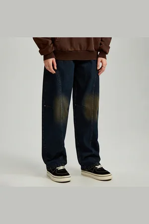 House Granatowe jeansy baggy fit z przetarciami na kolanach
