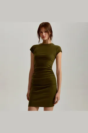 House Oliwkowa sukienka mini bodycone w prążki