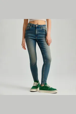 House Jeansy skinny z regularnym stanem niebieskie