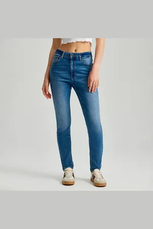 House Jeansy skinny z regularnym stanem niebieskie