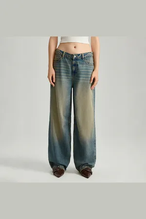 House Jeansy baggy fit mid waist granatowe