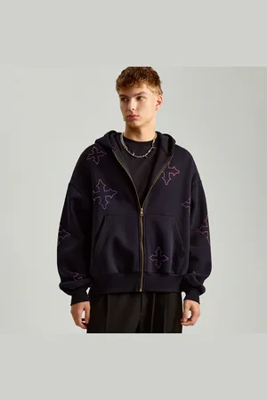 House Rozpinana bluza z kapturem i aplikacjami z dżetów czarna