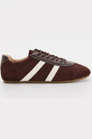 House Brązowe sneakersy retro z imitacji zamszu