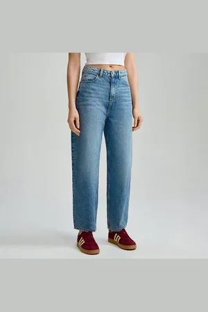 House Niebieskie jeansy balloon fit cropped