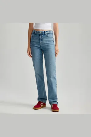 House Jeansy straight fit high waist jasnoniebieskie