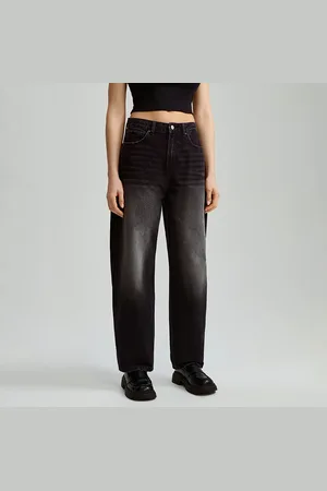 House Grafitowe jeansy balloon fit cropped