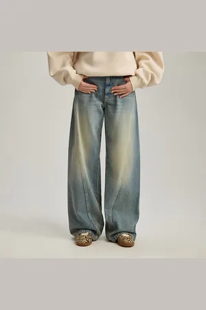 House Jeansy wide leg z przeszyciami jasnoniebieskie