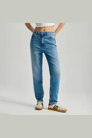 House Niebieskie jeansy mom fit z wysokim stanem