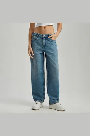 House Niebieskie jeansy baggy fit mid waist