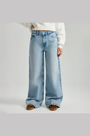 House Jeansy wide leg mid waist niebieskie