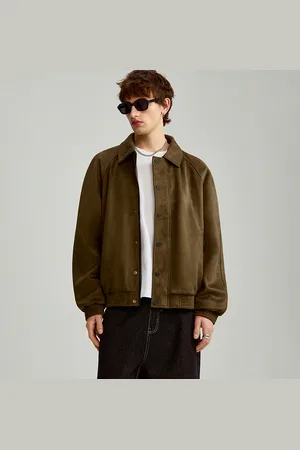 House Brązowa kurtka bomber dad fit z imitacj zamszu