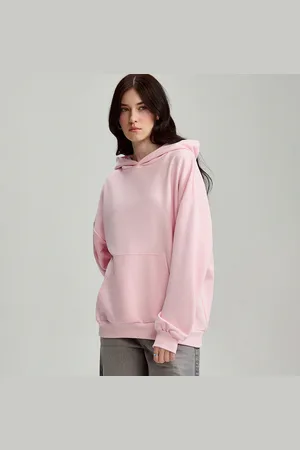 House Jasnoróżowa gładka bluza loose fit z kapturem