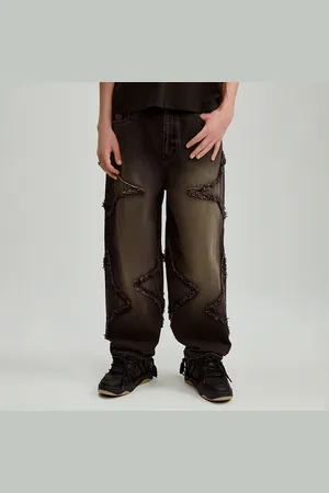 House Czarne jeansy super baggy fit z naszytymi gwiazdkami