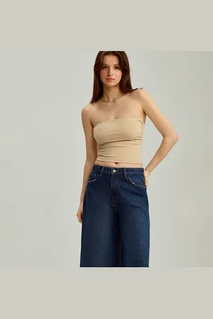 House Krótki top bandeau z dzianiny