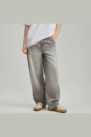 House Jasnoszare jeansy baggy fit ze skośnymi kieszeniami