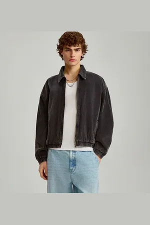 House Grafitowa sztruksowa kurtka bomber dad fit