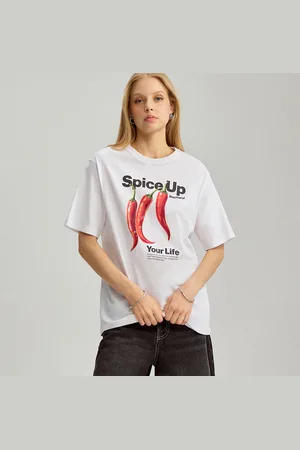 House Biała koszulka z nadrukiem Spice Up