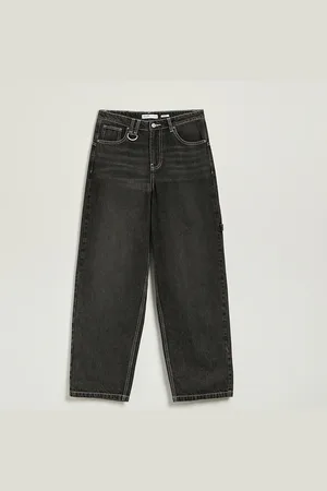 House Czarne jeansy baggy fit z efektem acid wash
