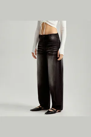 House Jeansy baggy fit acid wash grafitowe