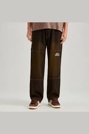 House Jeansy baggy fit dirty wash z haftami
