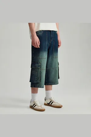 House Niebieskie szorty baggy z kieszeniami cargo