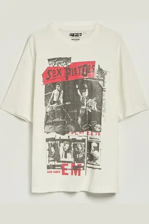 House Biała koszulka z nadrukiem Sex Pistols