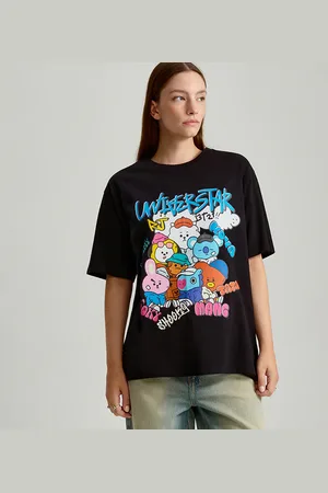 House Czarna koszulka z nadrukiem BT21 Universtar